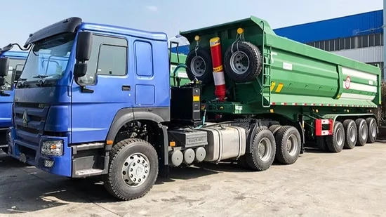 Articulated Self-Unloading Grain Truck Semi-Trailer
